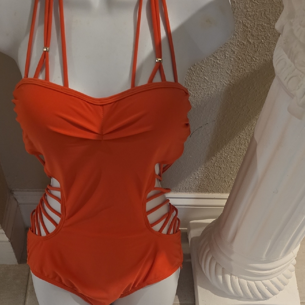 Strappy Orange Swimsuit